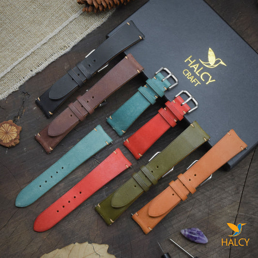 Dây đồng hồ da bê Pueblo Ý với chốt tháo nhanh - Lựa chọn chiều rộng - 16mm, 18mm, 20mm, 22mm, 24mm, v.v.