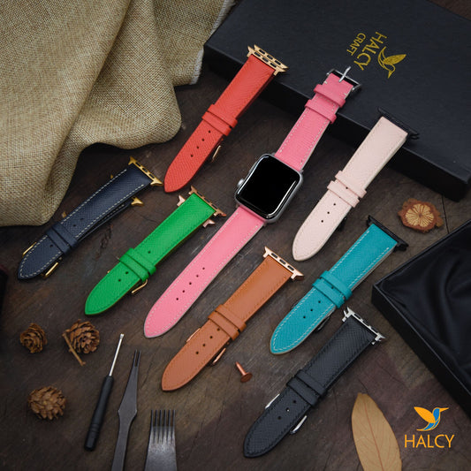 Dây đồng hồ Apple Watch làm thủ công từ da bê Epsom Pháp - Lựa chọn màu khóa