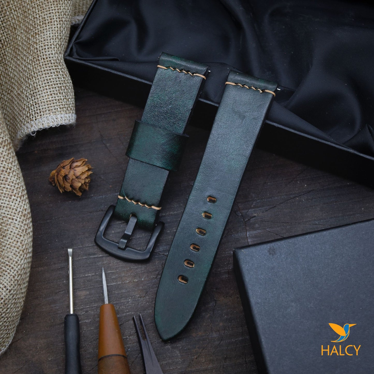 Dây đồng hồ da bò Vegetable Tanned Ý với chốt tháo nhanh - Lựa chọn chiều rộng - 16mm, 18mm, 20mm, 22mm, 24mm, v.v.