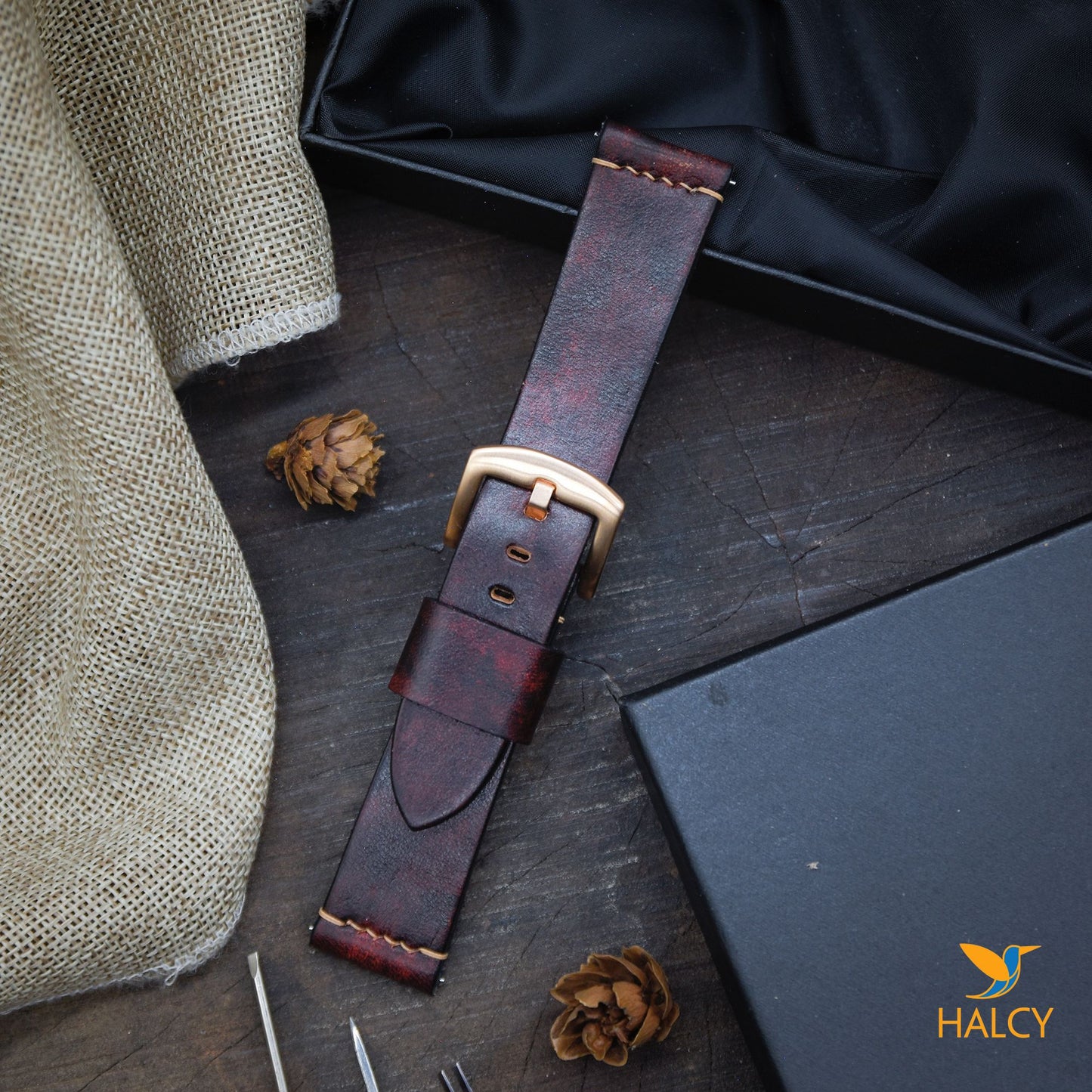 Dây đồng hồ da bò Vegetable Tanned Ý với chốt tháo nhanh - Lựa chọn chiều rộng - 16mm, 18mm, 20mm, 22mm, 24mm, v.v.