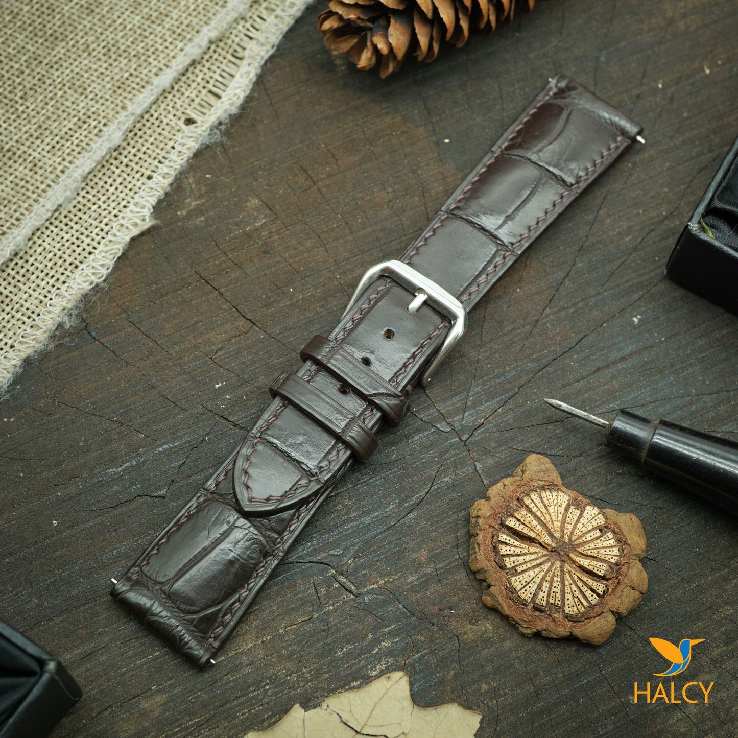 Dây đồng hồ da cá sấu với chốt tháo nhanh - Lựa chọn chiều rộng - 16mm, 18mm, 20mm, 22mm, 24mm, v.v.