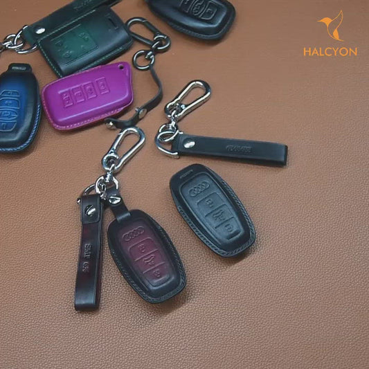 Bao Da Chìa Khóa Ô Tô Audi A4 Q7 Q5 TT A3 A6 SQ5 R8 S5, da Ý, dập tên, số điện thoại