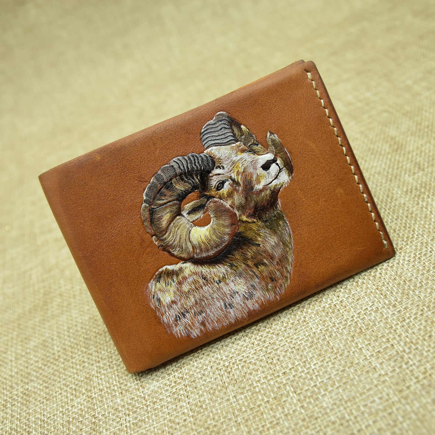 VÍ HANDMADE - DÁNG NGANG 2 - DA VACHETTA - VẼ HÌNH THEO YÊU CẦU