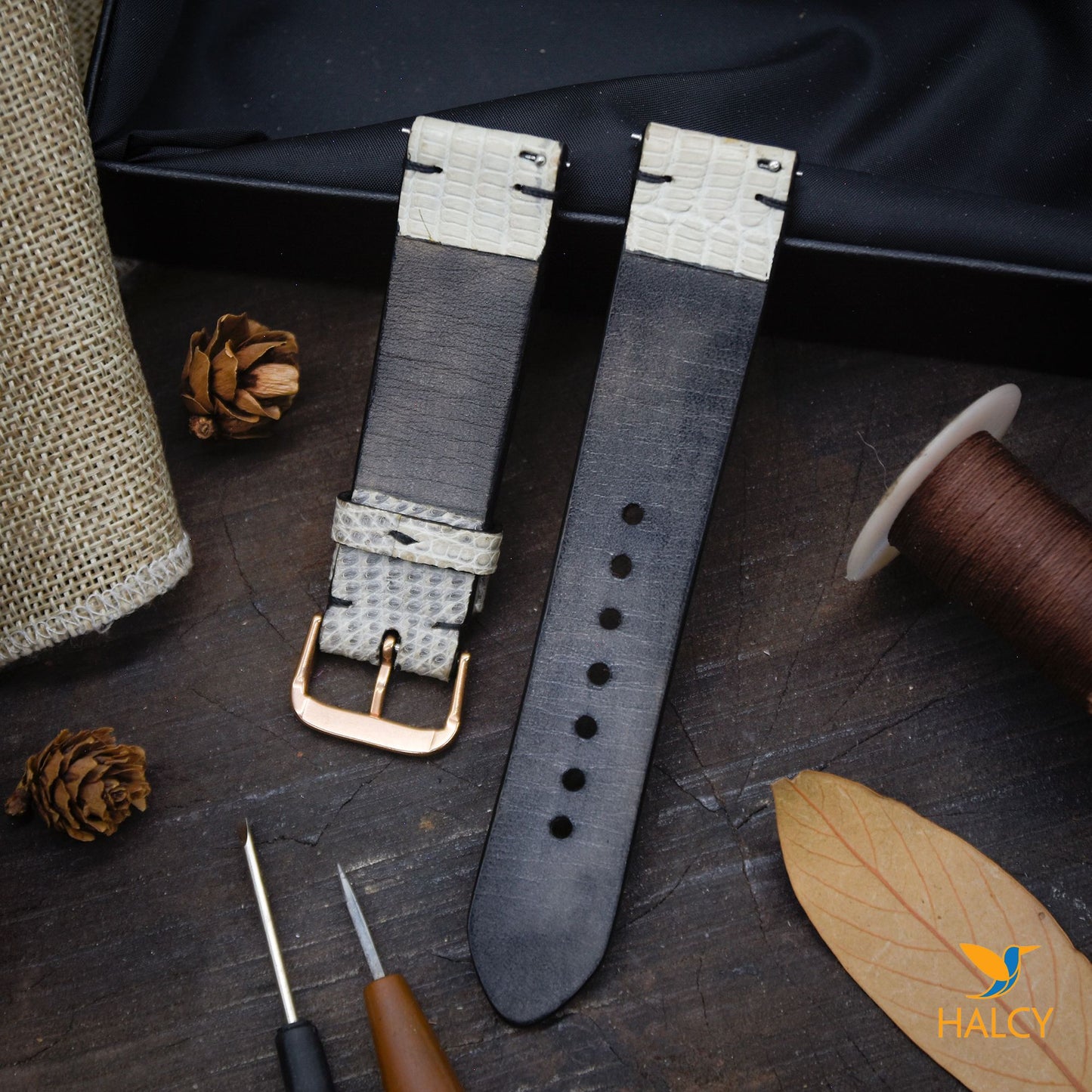 Dây đồng hồ làm thủ công từ da kỳ đà Java - đủ size cho nhiều loại đồng hồ - Chốt tháo lắp nhanh- Lựa chọn màu khóa