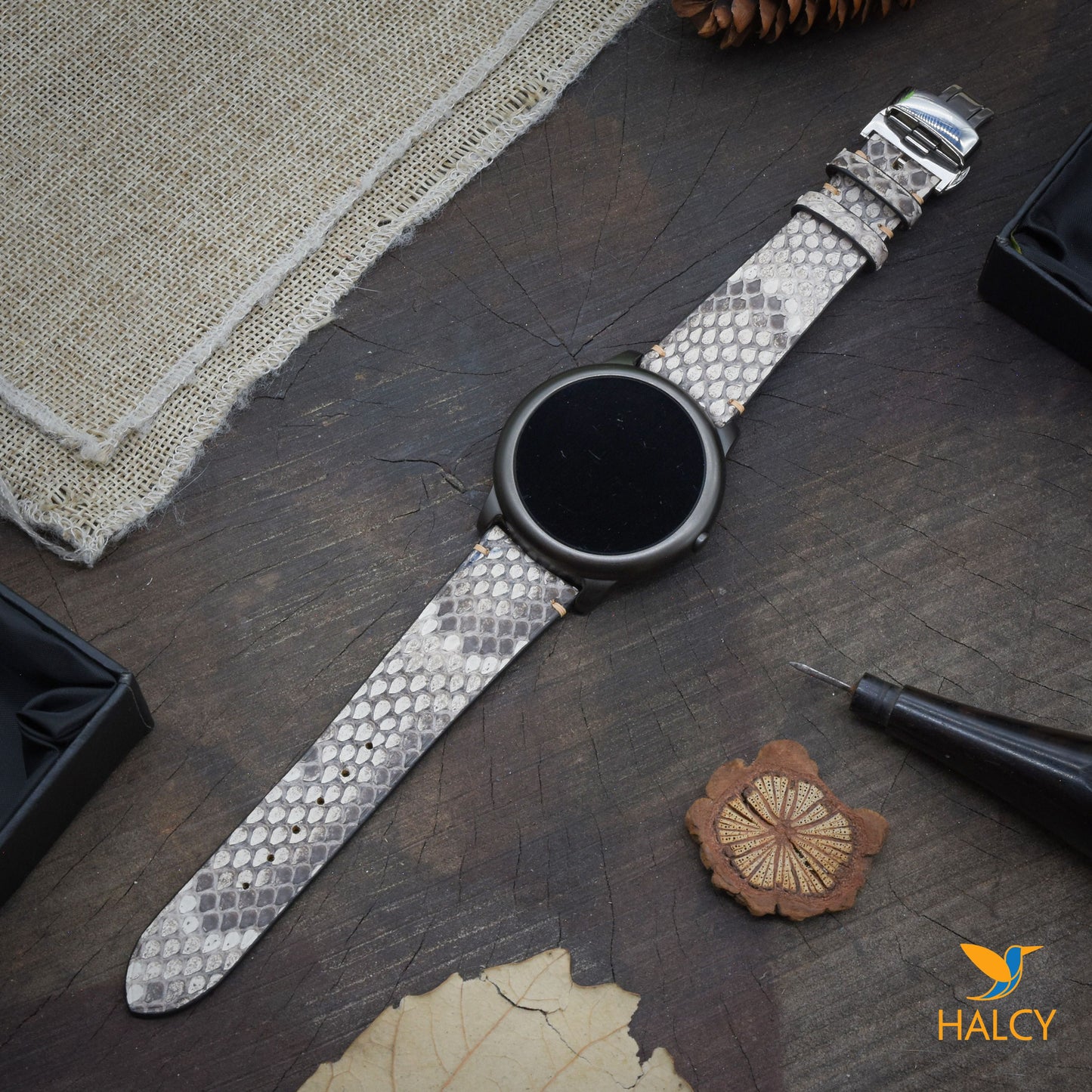 Dây đồng hồ Samsung, Garmin da trăn - Chốt tháo lắp nhanh - Khóa bướm - Lựa chọn màu khóa