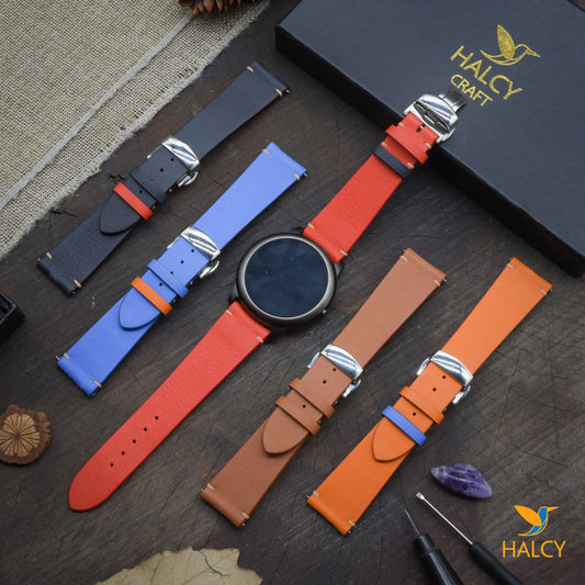 Dây đồng hồ Samsung,  Garmin da bê Swift - Chốt tháo lắp nhanh - Khóa bướm - Lựa chọn màu khóa