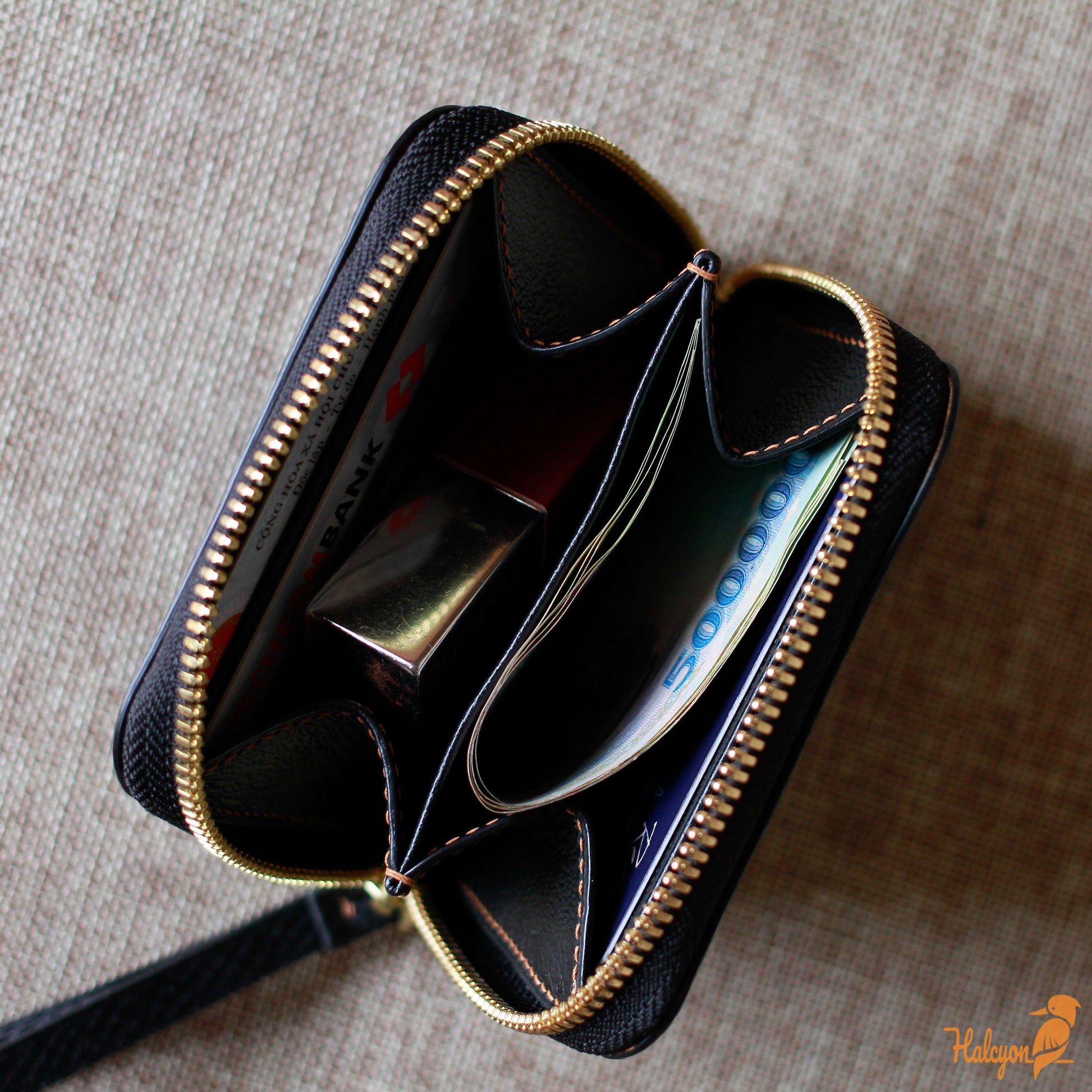Ví Zip mini da Hatch Grain của Horween Mỹ - Halcyon VN