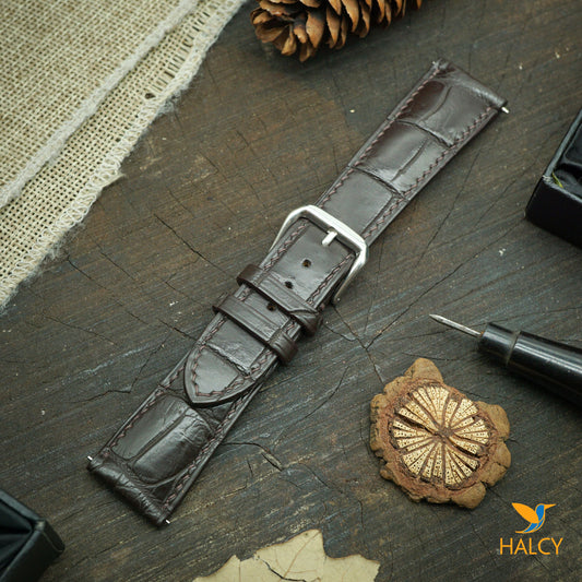 Dây đồng hồ da cá sấu với chốt tháo nhanh - Lựa chọn chiều rộng - 16mm, 18mm, 20mm, 22mm, 24mm, v.v.