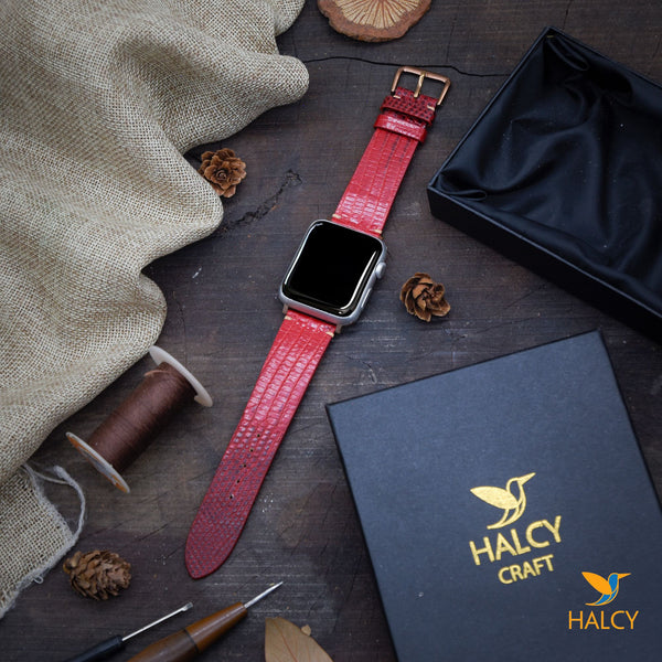 Dây đồng hồ Apple Watch làm thủ công từ Da Kỳ Đà Thái Lan - Lựa chọn màu khóa