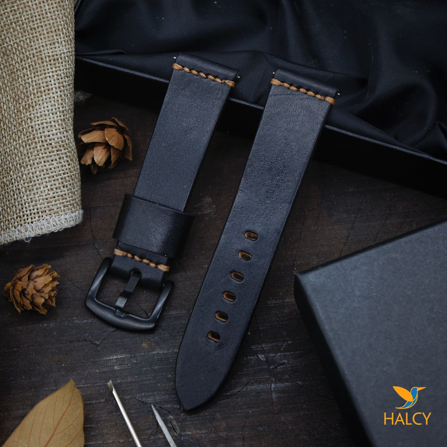 Dây đồng hồ da bò Vegetable Tanned  Ý với chốt tháo nhanh - Lựa chọn chiều rộng - 16mm, 18mm, 20mm, 22mm, 24mm, v.v.