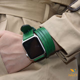 Dây đồng hồ Apple Watch hai vòng màu xanh lá cây làm thủ công từ da bò Vegetable Tanned  của Ý - Lựa chọn màu khóa