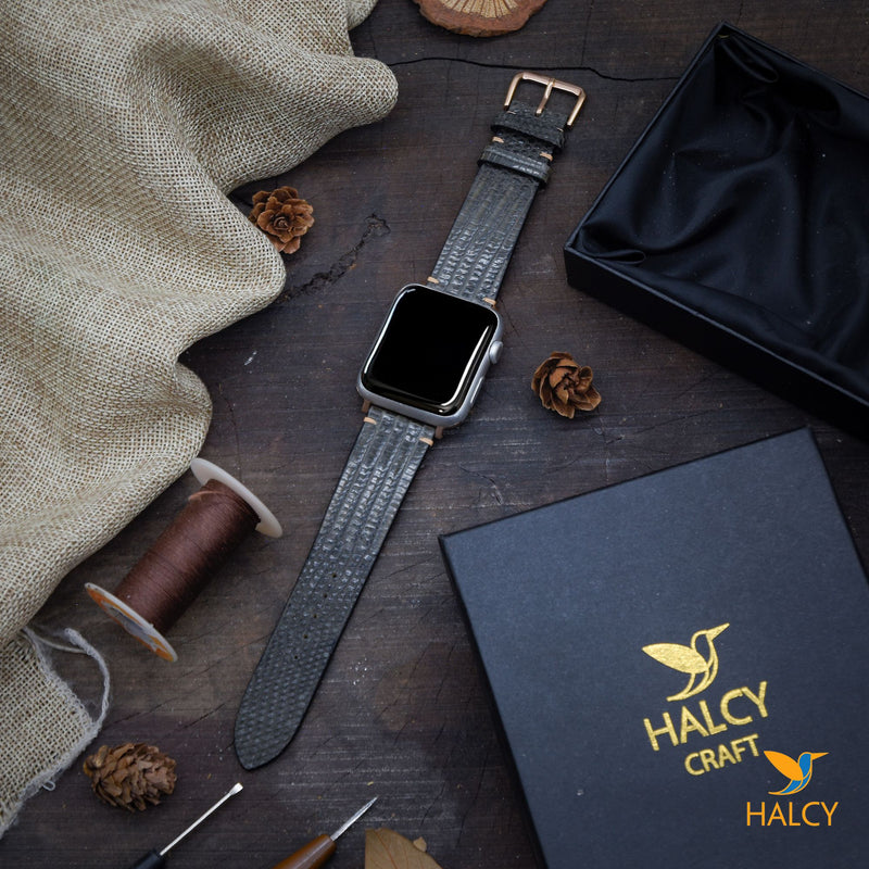 Dây đồng hồ Apple Watch làm thủ công từ Da Kỳ Đà Thái Lan - Lựa chọn màu khóa