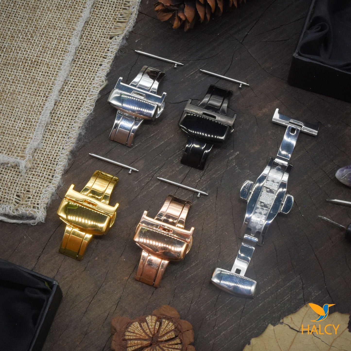 Dây đồng hồ Samsung,  Garmin da trăn - Chốt tháo lắp nhanh - Khóa bướm - Lựa chọn màu khóa